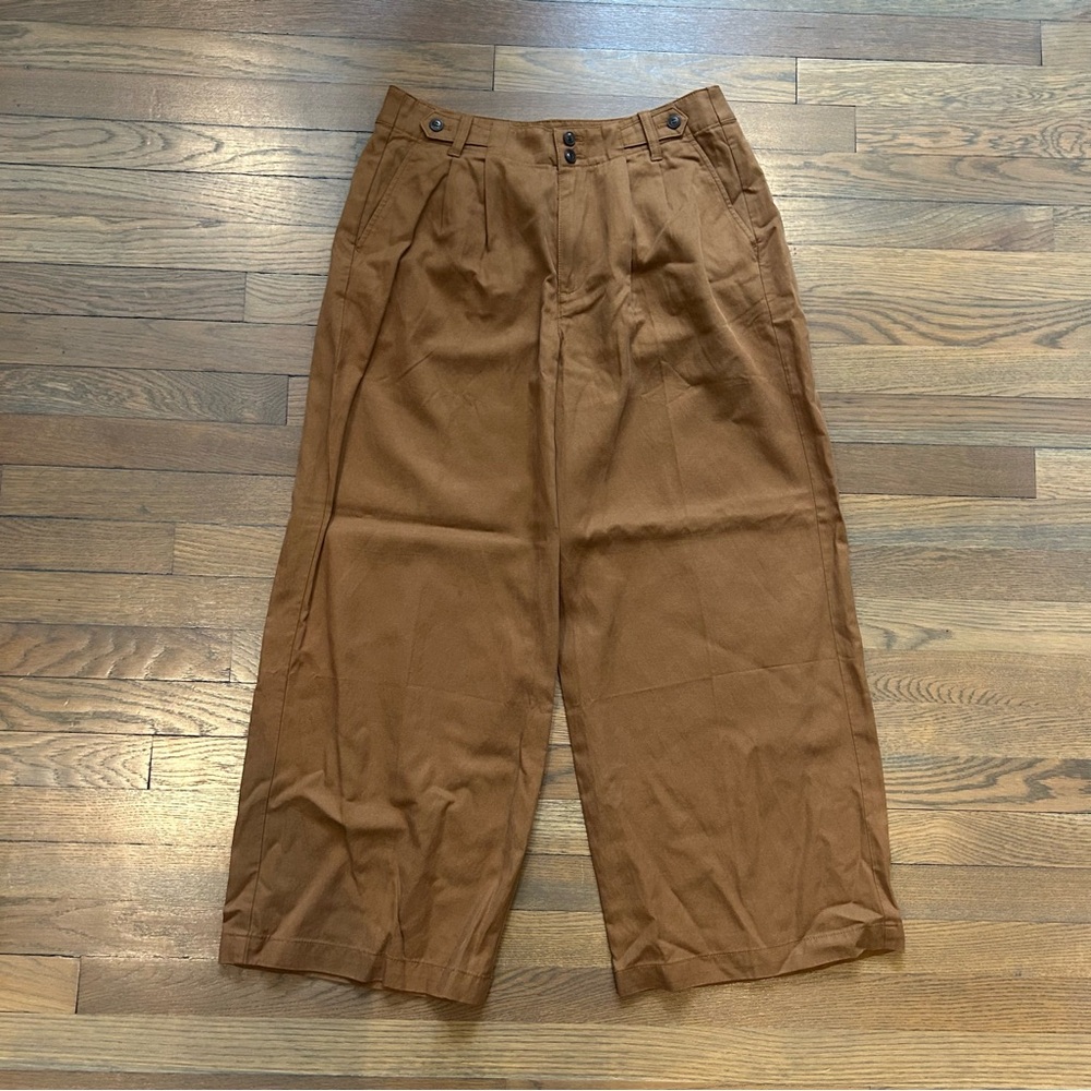 Madewell NWOT caramel brown Harlow wide leg pant size 10p never worn Light green
